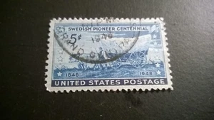 Sello postal vintage de Estados Unidos del centenario sueco pionero 1948 - Imagen 1 de 3