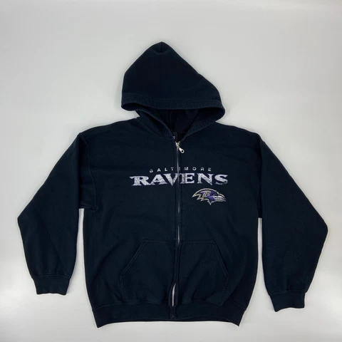 Baltimore Ravens Sweater Mens Large Black NLF Football Hoodie Sweatshirt Cover