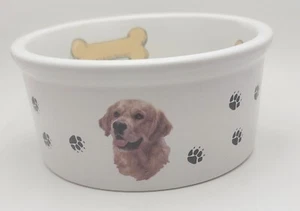 BowWowMeows Ceramic Decorative Large Pet Bowl Dogs Paw Prints 6"x3" - Picture 1 of 3