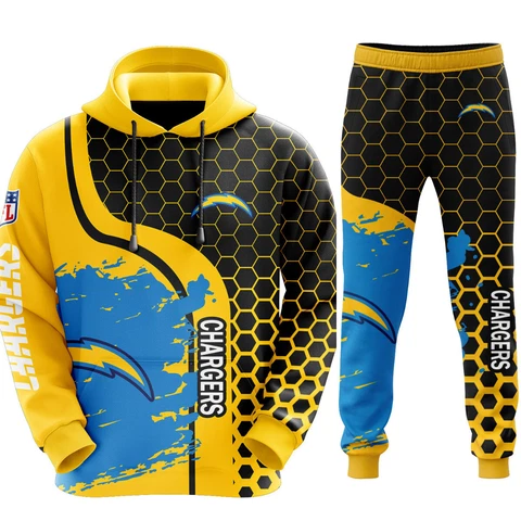 Los Angeles Chargers Tracksuit Men Casual Hoodies Pants Jog Sweatpants Swaetsuit Cover