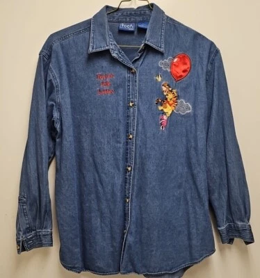 Camisa vaquera vintage Pooh Disney con botones años 80/90 talla grande Tigger Piglet Foto 1 de 4