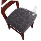 Chair Seat Covers Waterproof Dining Room Chair 4 Flower Pattern-dark Gray