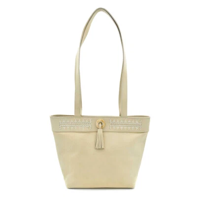 Bolso de hombro de gamuza con detalle de puntada de arena Escada Foto 1 de 4