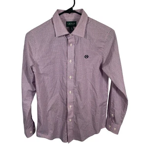 Lauren Ralph Lauren Button Down Shirt Boys Size 14 Pink Blue Collar L/S Dress - Picture 1 of 7