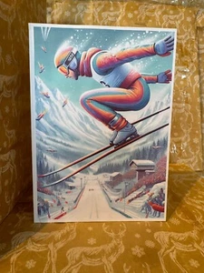 A Handmade card with A athlete doing a ski jump size is A5 - Picture 1 of 1