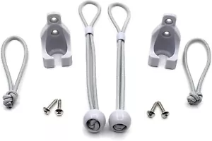 Exterior roller shade tie downs Bungee cords balls with square receivers Gray - Picture 1 of 6