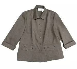 Alfred Dunner Jacket Women’s 8 Brown Button-Up Padded Shoulder Blazer NWT - Picture 1 of 12