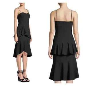 Black Halo Barbado Slip Dress Black Size 2 Sleeveless Fitted Stretch Romantic - Picture 1 of 8