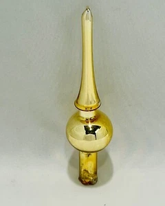 Vintage Gold Glass 2 Tier Feather Tree Christmas Tree Topper Finial Ornament - Picture 1 of 3