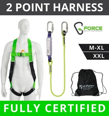 G Force 2 Point Shock Absorbing Height Safety Fall Arrest Harness Lanyard Kit - Image 1 of 4