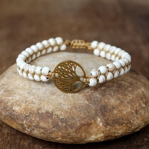 Tree of Life Charm Turquoise Friendship Healing Women Girls Adjustable Bracelet - Picture 1 of 6