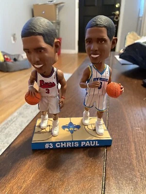 VINTAGE CHRIS PAUL NEW ORLEANS HORNETS BUCCANEERS DOUBLE BOBBLEHEAD ROCKETS - Image 1 of 3