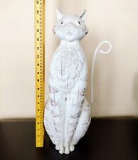 Large (19") Jim Shore Designs White Gray Cat Statue 4002237 Heartwood Creek 2004
