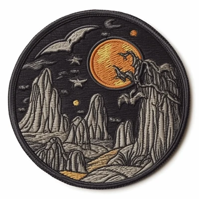 Halloween Bats Patch Iron-on Applique Decorative Badge Spooky Horror Movie - Image 1 of 4