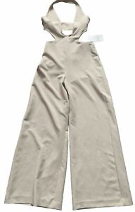 (New) ZARA Women Full Length JUMPSUIT WITH TIE Beige Size Small