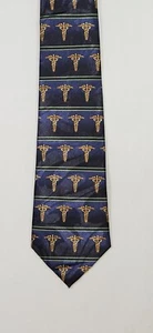 Caduceus Necktie Doctor Nurse Physician Medical Health Men's Blue Neck Tie - Picture 1 of 5
