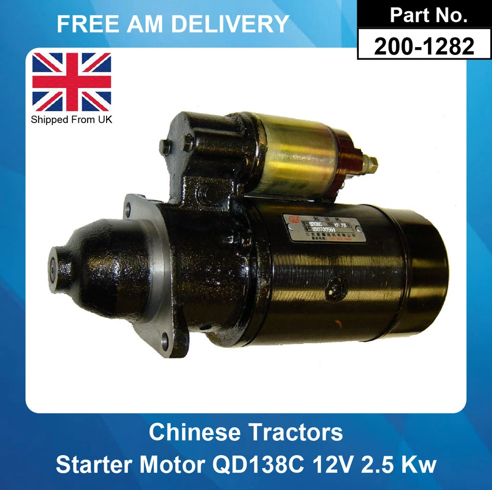 Starter Motor For Shire Foul Compact Tractor QD138C 2408002210003 - Image 1 of 4