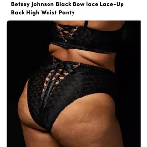 Torrid BETSEY JOHNSON BLACK LACE ROSE STRAPPY CHEEKY CORSET PANTIES Size 1 14/16 - Picture 1 of 7