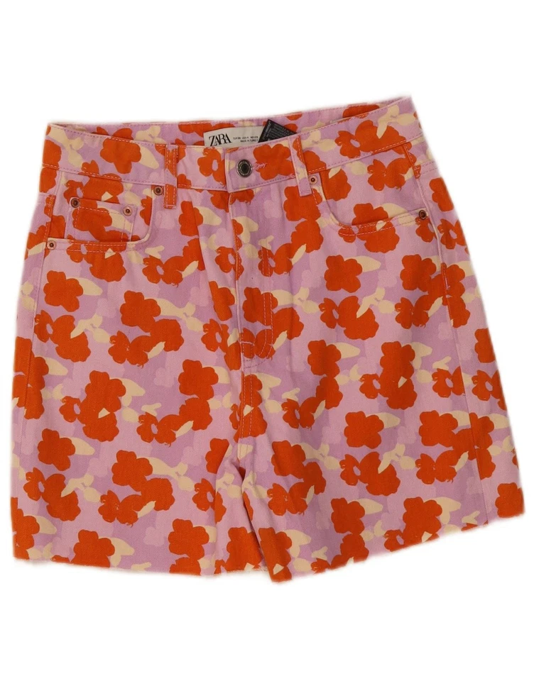 Pantalones cortos de mezclilla ZARA para mujer cintura alta EU 36 pequeños W26 multicolor floral VW06 Foto 1 de 3