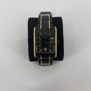 Orologio Relic Tank Uomo 31mm ZR77142 Quadrante Rettangolare Oro Nero Data Batteria Nuova - Foto 1 di 6