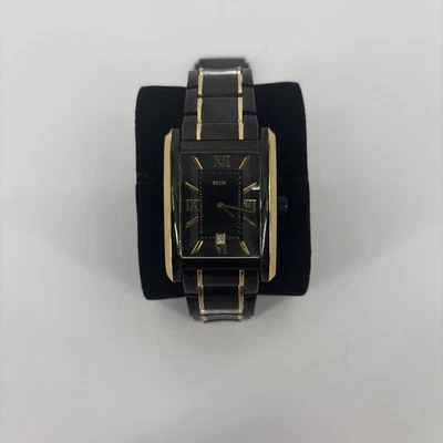 Relógio Relic Tank masculino 31mm ZR77142 ouro preto mostrador retangular data nova bateria - Imagem 1 de 4