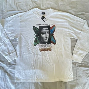 Stussy Logo Tee Shirt XL White Long Sleeve Metamorphosis NWT - Picture 1 of 8
