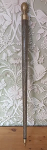 Vintage Antique Hand Carved Dragon Wood Brass Walking Stick Cane Hidden Pool Cue - Picture 1 of 15