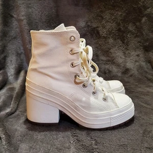 CONVERSE All Star Chuck 70 De Luxe Platform Heel Sneaker Shoes Women's 8 White - Foto 1 di 13