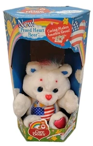 Vintage Kenner 1991 Care Bears Plush Proud Heart Bear America 12" Plush W Box - Picture 1 of 6