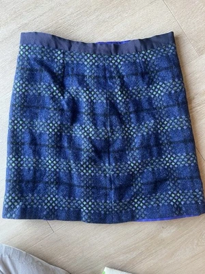 Boden British Tweed by Moon 10R Navy Blue Plaid Wool Skirt Short Preppy Academia - Image 1 of 4