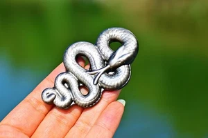 2.8'' Silver obsidian carved snake Natural reiki Crystal skull decor gift 1pc - Picture 1 of 9