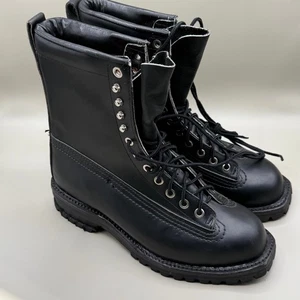 Botas de trabajo de cuero negras suela Vibram punta de acero resistentes talla 6 para hombre - Imagen 1 de 9