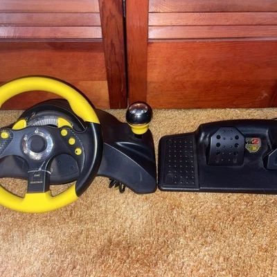 Mad Catz MC2 Racing Steering Wheel & Pedals Controller - Xbox PS1 PS2 Gamecube - Image 1 of 4