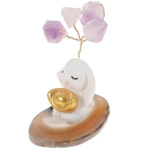 Amethyst Rabbit Ornaments Small Bunny Figurines Baby Tiny Resin Animals - Imagen 1 de 12