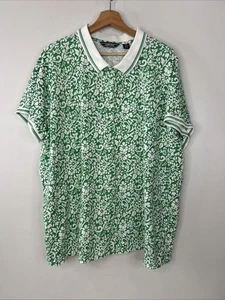 Lands End Women’s 3X Green White Floral Short Sleeve Classic Polo Top - Picture 1 of 15