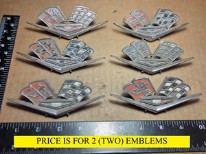 (2) CHEVROLET CORVETTE CROSSED FLAGS CIRCA '66 FRONT EMBLEMS 3827158 {X193} - Picture 1 of 12