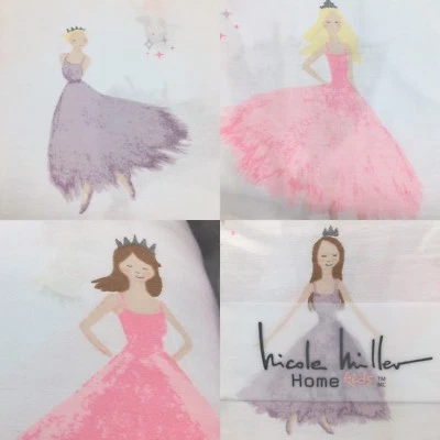 3pc Nicole Miller Girls Princess TWIN Sheet Pillowcase Set Crown Pink Purple - Image 1 of 4