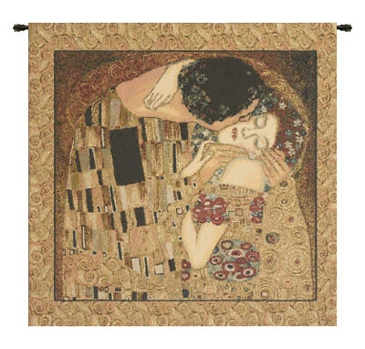 El beso de Gustav Klimt tapiz italiano arte de pared decoración colgante nuevo 16x16 pulgadas Foto 1 de 4