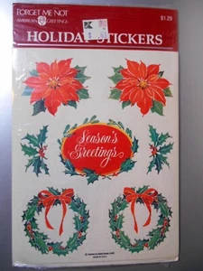 Adesivo Poinsettia Vintage American Greetings Christmas SALUTI DI STAGIONE SIGILLATO - Foto 1 di 1