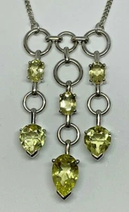 Piedra de cuarzo limón plata esterlina, collar de gota de 3 niveles - SUMERGIDO EN RODIO - Imagen 1 de 7