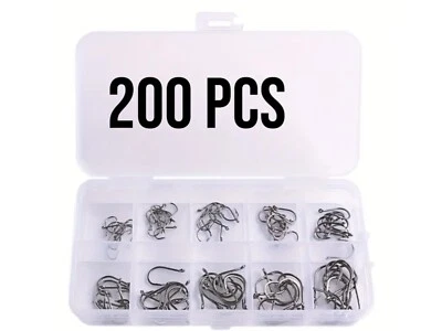 MONEY SAVERS 200 Stck. Fischhaken Box Set Zubehör 10 Größen Box enthalten Angeln Set Angeln