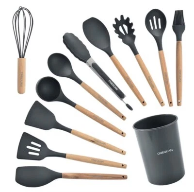 17 Pcs Silicon kitchen Utensils With Holder Heat Resistant Cooling Utensils - Image 1 of 4