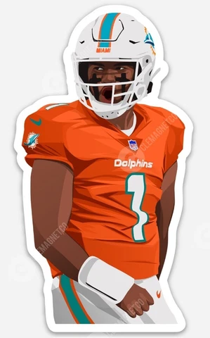 Tua Tagovailoa Orange Jersey Miami Dolphins MAGNET - NFL Premium Vinyl Magnet QB Cover
