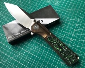 TWOSUN FOLDER KNIFE  CARBON FIBER TITANIUM HANDLE M390 TS510-SnakeShadow-Color