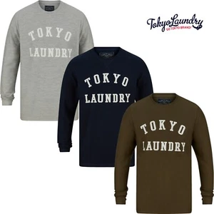 Men's Tokyo Laundry Crew Neck Long Sleeve Jersey Cotton T-Shirt Top S-XXL New