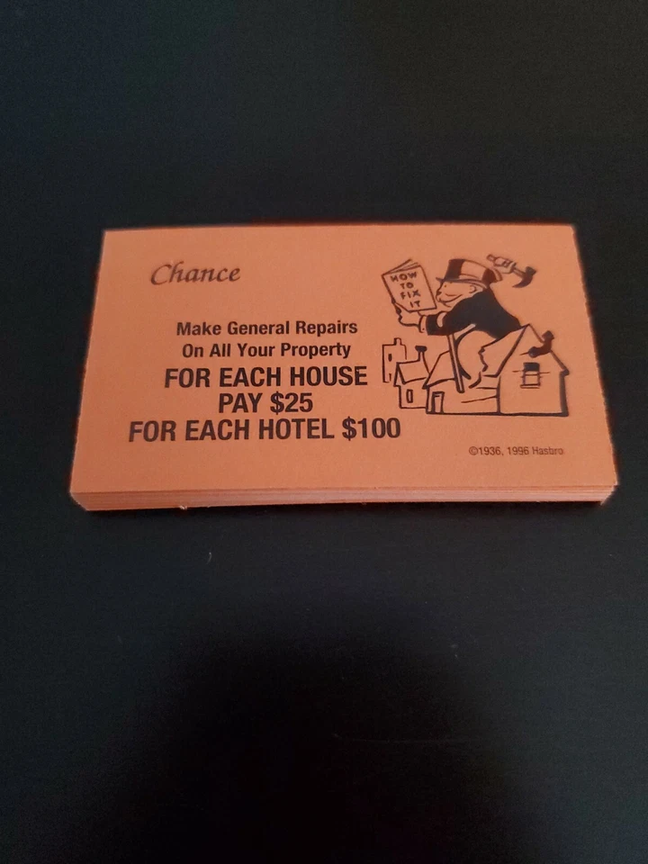Parker Brothers Monopoly Board Game Chance Cards - Image 1 of 1