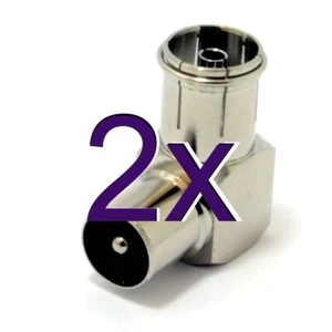 [2 pack] RF Right Angle Adapter Plug to Socket For TV Coax Aerial Cables - Picture 1 of 7