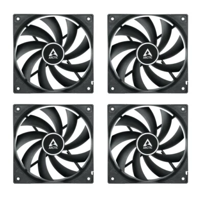 4 x Pack of ARCTIC F12 Silent Black 3-Pin 120mm 12cm PC Case Fans 37CFM 20.5dBA - Image 1 of 4