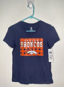 NFL Denver Broncos Top Mädchen Größe Large 10-12 Buffalo kariert V-Ausschnitt Football blau - Bild 1 von 4