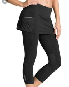 ATHLETA black 2 In 1 Contender Skirt Capri Leggings Reflective Running Size XS - Picture 1 of 8